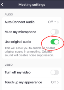 Use original audio toggle