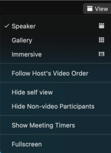 Speaker/Gallery Menu